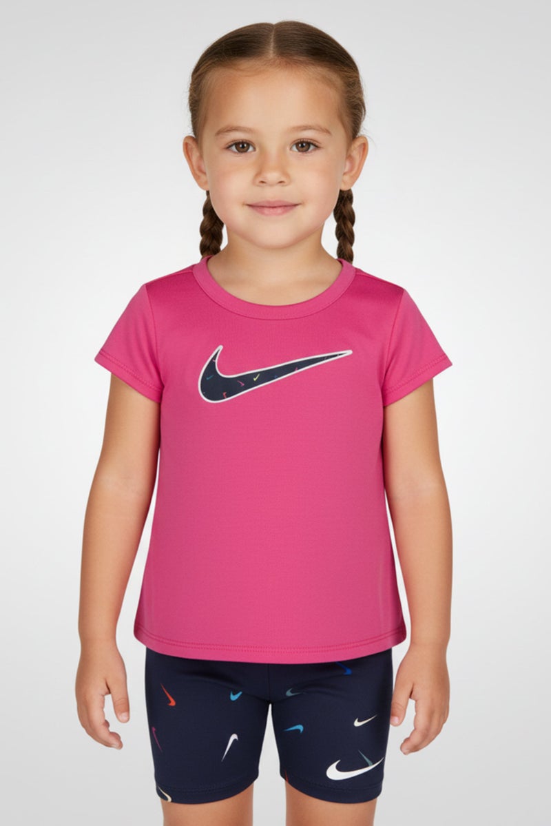 Nike Toddlers Girl 2 Piece Sportswear Fit Short Sleeve Outdoor T-shirt And Shorts Set, Multicolor - Image 1